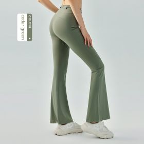 Abdominal Tightening And Hip Lifting Micro Pull Exercise Quick Drying Fitness Pants (Option: S-Cedar Green)