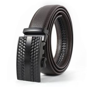 1pc Men's PU Leather Slide Ratchet Belt (Color: Brown)