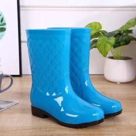 Rain Boots Woman Water Shoes Women Slip On Keep Warm Non-Slip Boots Women Lluvia Boots Washing Shoe Rain Boots For Women d34 (Color: Blue)