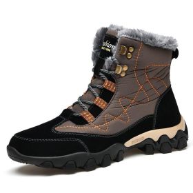 Men Ankle Boots Warm Plush For Men Snow Boots Outdoor Waterproof Winter Work Footwear Non-slip Plus Size Men Boots Winter Shoes (Color: Gray)
