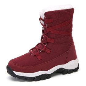 Fleece Snow Boots (Color: Red)