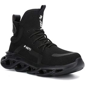 JIEFU Work Safety Boots Breathable Lightweight Reliable Durable Steel Toe Industrial Construction Shoes (Color: Black)