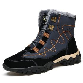 Men Ankle Boots Warm Plush For Men Snow Boots Outdoor Waterproof Winter Work Footwear Non-slip Plus Size Men Boots Winter Shoes (Color: Blue)