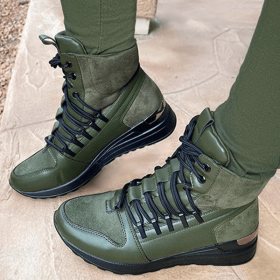 Womens Autumn Winter Snow Boots Female Platform Boots Short Tube Lace Up Women Shoes Tide Botas Mujer Hot Sale Women Boots (Color: Green)