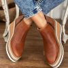 Women's Autumn Boots 2022 New Round Toe Platform Wedge Shoes Side Zipper Retro Solid Women's High Boots Casual Woman Boots