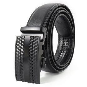 1pc Men's PU Leather Slide Ratchet Belt (Color: Black)