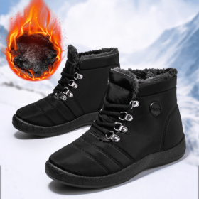 2022 Women's Winter Wish Warm Mother Cotton Boots Non-slip Waterproof Short Boots Plus Velvet Tendon Bottom Snow Boots One Drop (Color: Blue)