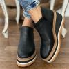 Women's Autumn Boots 2022 New Round Toe Platform Wedge Shoes Side Zipper Retro Solid Women's High Boots Casual Woman Boots