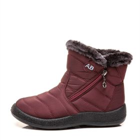 Women Boots Waterproof Snow Boots Female Plush Winter Boots Women Warm Ankle Botas Mujer Winter Shoes Woman Plus Size 43566 (Color: Red)