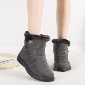 Women Boots Waterproof Snow Boots Female Plush Winter Boots Women Warm Ankle Botas Mujer Winter Shoes Woman Plus Size 43566 (Color: Gray)