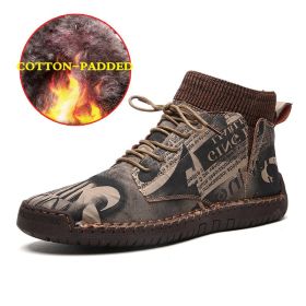 Men Shoes Winter Men Warm Fur Suede Boot Motorcycle Boots Fashion Handmade Winter Ankle Boots Male Comfortable Cowboy Boots (Color: 7009 fur brown)