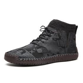 Men Shoes Winter Men Warm Fur Suede Boot Motorcycle Boots Fashion Handmade Winter Ankle Boots Male Comfortable Cowboy Boots (Color: 7009 no fur black)