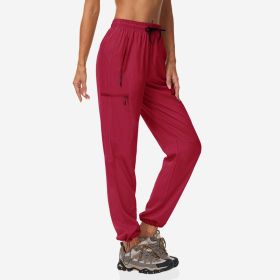 Quick-dry Pants Women's Summer Thin Sports Outdoor Hiking Mountaineering Sun Protective (Option: Rose Red-S)