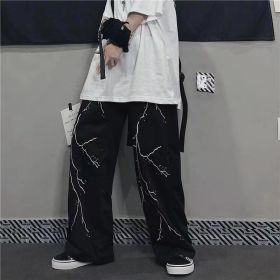 Lightning Print Sports Casual Pants (Option: Black-S)