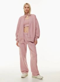 Elastic-waist High Waist Wide-leg Ankle-length Pants (Option: Pink-S)